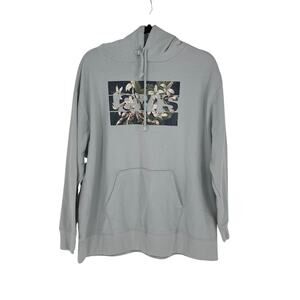 Levi's Women's Icy Blue Floral Logo Hoodie - Plus Size 1X